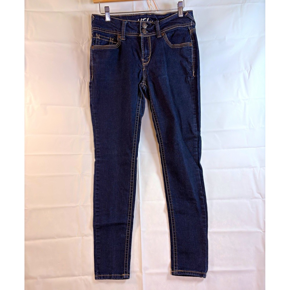 WallFlower Dark Wash Blue Denim Skinny Jeans Juniors 3 Slim Fit Stretch Mid Rise